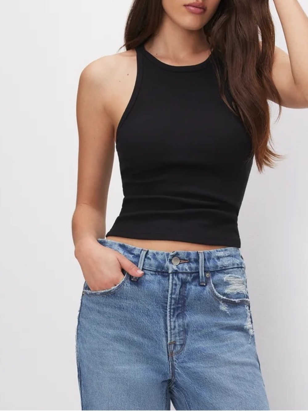 Good American x Zara ribbed tank top in